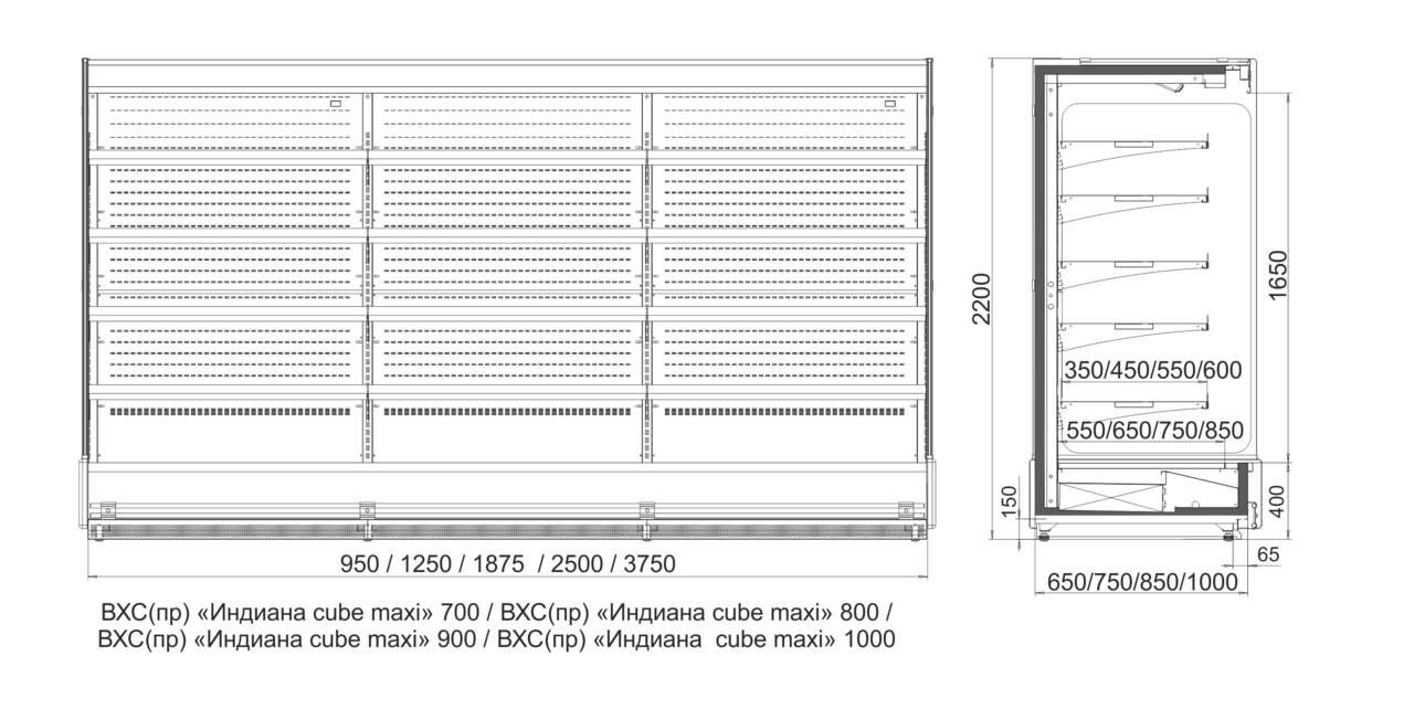 Креслення вітрин Індіана Cube