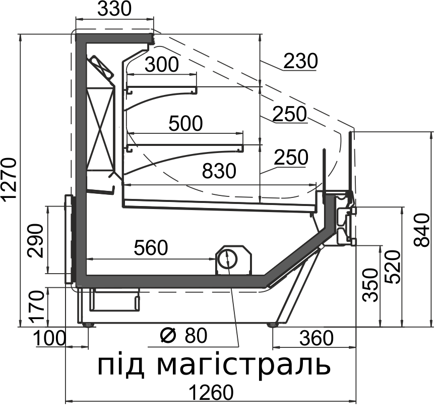 Креслення холодильної вітрини Міссурі М Cold Diamond Cascade