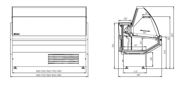 Холодильна вітрина NIKA UBC креслення