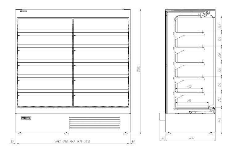 Креслення холодильного регалу AURA — UBC